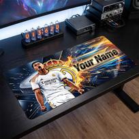 Jude Bellingham Custom Large Mouse Pad, Personalized Name Text Print, Football Logo Non‑Slip Desk Mat Gaming Gift 30cmx60cm gray