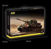 12GO Military JAGDTIGER Tank Model Building Block 97060 Main Battle Tank Vehicle DIY Assembly Bricks Toy for Boys Adult Gifts brown