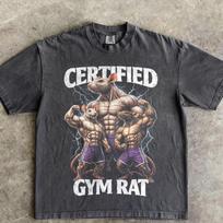 Certified Gym Rat Shirt, Funny Vintage Gym Meme T-Shirt, Retro 90s Style Fitness Tee, Unisex Pump Cover, Gym Lover Gift, Gift for Him 2XL gray