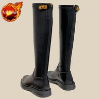 Shoes for Women Leather Platform Footwear Round Toe Ladies Boots Brown Fashion New in Demi-season Waterproof Work Pu Rock 39 black