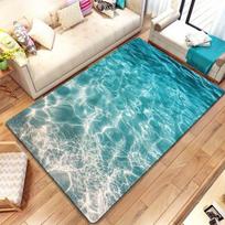 Blue Water Ripple Print Area Rug, Non-Slip Absorbent Washable Mat for Kitchen Bathroom, Outdoor Camping Picnic Entryway Decor 120x180cm blue