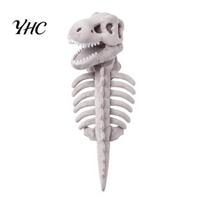 Šviečiantis tamsoje dinozauro kostiumas 3D skeletas augintinio kostiumas, pliušinis Helovino Cosplay juokingi šuniukų vakarėlių drabužiai katėms šunims, šviečiantis dinozauras persirengimas S pilka
