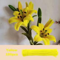 Plush Stick 100pcs Twisting Bar Chenille Stems Wire Pipe Kids Toys DIY Strips Creative Hobby Material Stem Iron Felt Wires 30cm x 0.6cm geltona