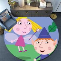 Ben and Holly Round Area Rug,Carpet Rug for Living Room Bedroom Sofa Playroom Decor,Non-slip Floor Mat 100cmx100cm