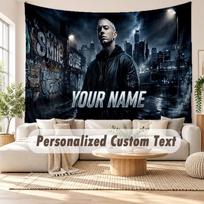 Custom Name Wall Hanging Tapestry,Eminem Decorative Backdrop Tapestry For Dorm Home 100cmx150cm gray