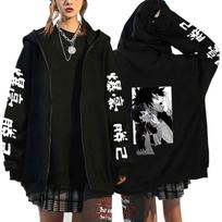 Fashion Hoodies My Hero Academia Bakugo Hawks Katsuki Bakugou KIRISHIMA Anime Zip Up Hoodie Autumn Winter Jackets Coats Male 5XL black