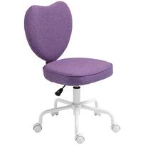 Heart Shaped Office Chair With 5 Wheels And Adjustable Height In Fabric 40x50x79 89cm Purple
