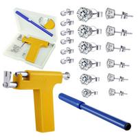 Steel Navel Nose Stainless Ear Piercing Tool Set With Zircon Studs Gold set yellow