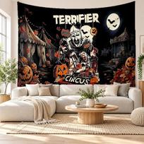 Terrifier Art the Clown Wall Tapestry Home Decor Hanging Cloth Art Background Tapestry for Bedroom 130cmx150cm gray