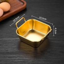 Durable Stainless Steel Snack Basket Silver Gold with Handle Fried Food Trays Sqaure Rectangle French Fries Plate Resturant