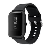 Riešo silikoninė juostelė, skirta Xiaomi Huami Amazfit Bip jaunimo laikrodžiui Aukštos kokybės silikono pakaitinė laikrodžio dirželiai apyrankės priedai 22mm Width juoda
