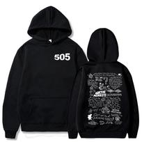 505 Džemperis Arctic Monkeys Muzikos Džemperis Arctic Monkeys Merch Dovana Arctic Monkeys Gerbėjui Puloveris Viršūnės Gatvės stilius Unisex 4XL black
