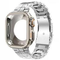 Prabangus titano apyrankė + dėklas Apple Watch Ultra juostai 44mm 45mm 46 49MM Titano jungtis IWatch Series 10 9 8 7 6 5 4 49mm ultra 1 2 gray
