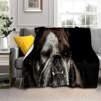 3D prancūzų pitbulio šuo augintinis animacinis pledas, minkštas užklotas namams, miegamajam, lovai, sofai, iškylai, kelionėms, biurui, vaikams 75x90cm gray