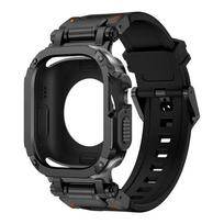 Dirželis+Dėklas Apple Watch juostai Ultra 2 49mm 44mm 45mm TPU apsauginis dėklas Dangtelis Silikoninė apyrankė IWatch serijoms 9 8 7 6 5 4 49mm-For ultra 2 1 black