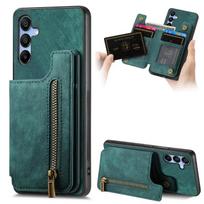 Retro odinis piniginė su užtrauktuku, kortelių ir telefono dėklas, skirtas Samsung Galaxy A17 A56 A36 A16 A55 A35 A25 A15 A54 A34 A14 A53 A33 A13 A52 Samsung A25