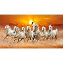 7 Balti Bėgantys Arkliai Drobės Tapyba Gyvūnų Plakatai ir Spaudiniai Sienos Menas Paveikslas 20x40cm No Framed orange
