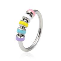 Your Anxiety Is Lying Enamel Fingertips Turn Decompression Ring Women's European and American Fashion Epoxy Temperament Ring 10 white