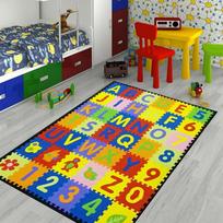 Colorful Alphabet Number Puzzle  Area Rug Cute Educational ABC Print Non Slip Carpet for  Bedroom Home Decor 40X60CM yellow