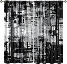 Spalvingos Grafiti Užuolaidos Muzikinės Ausinės DJ Meno Spaudinys Blackout Langų Užuolaidos Miegamojo Svetainės Virtuvės Kavinės Dekoras 76x165CM-2PC gray