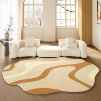 Creamy Style Irregular Shaped Area Rug Living Room Bedroom Non-Slip Washable Faux Wool Floor Mat 180x240cm Faux Wool