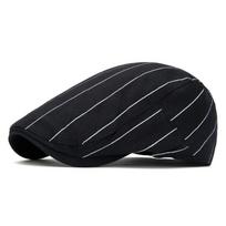 Dryžuota plokščia kepurė Unisex Ivy Gatsby Newsboy Kepurė Reguliuojama Vairavimo Cabbie Kepurė Laisvalaikio Vasaros juoda