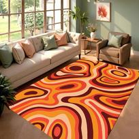 Modern Hexagon Geometric Carpet Abstract Wave Pattern Area Rug Soft Floor Mat for Living Room Bedroom Home Decoration 30x50cm orange
