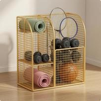 Home Gym Storage Cart Metal Fitness Equipment Organizer Grid-patternGrid Gold without Wheels