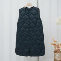 Bang Long Ultra Light Down Vest Women Duck Down Vests Female Diamond Warm Lighteight O-neck Coat 3XL tamsiai mėlyna spalva