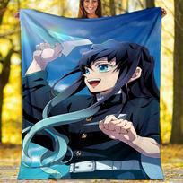 Nezuko Demon Slayer Muichiro Tokito printed throw blanket—soft,warm;versatile blanket for all seasons—perfect as &air-conditioning throw,nap blanket 80cmx120cm