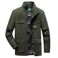 Men's Trendy Multi-Pocket Windbreaker - Spring/Autumn Thin Style Jacket for Middle-Aged Men L kariškai žalia