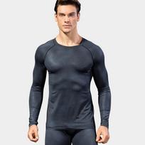 Men's 3D Embossed Long Sleeve Fitness Running Top - Tight, Elastic, Sweat-Wicking, Quick-Drying Medium juoda