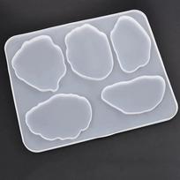 Silicone Coaster Molds Resin Jewelry UV Epoxy Pressed Flower Irregular Cloud Shape Molds for Jewelry Making Tools DIY Craft A orange