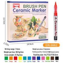 Ceramic ink pens, DIY gouache brushes, soft-tip markers, and glass painting tools with oven-dry requirement. beige