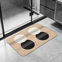 Pattern Art Deco Geometric Floor Mat Diatomite Bath Mat, Quick Dry, Absorbent, Multi-Scene Mat 40cm x 60cm white