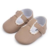 Spring 2025 Baby Girl Princess PU Velcro Walker Shoes gray