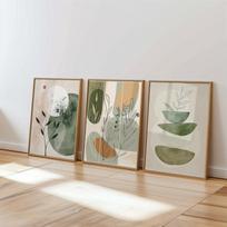 Boho Menas, Žemiškų Atspalvių Sienų Dailė, Trys Gėlių Spaudiniai, Minimalistinis 3 Dalių Plakatų Rinkinys Botanikos Meno Rinkinys, Augalų Dekoras, Gėlių 40X60CM No Framed