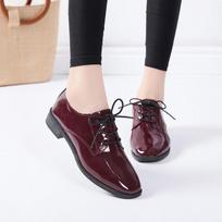 Autumn Women Oxford Flats Shoes  Low Heel Black Retro Student Single Shoes Office Outsole Casual Black Student Leather Shoes 40 beige
