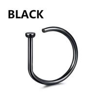 Women Fake Piercing Nose Ring Hoop Septum Non Piercing Nose Clip Rock HipHoop Stainless Steel Magnet Fashion Punk Body Jewelry Black CC024 10mm