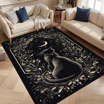 Black Cat Celestial Soft Non-slip Machine Washable Area Rug Home Decor Living Room Gaming Room Carpet 50X80cm
