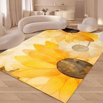Cute Yellow Floral Area Rug Anti-slip Wear-resistant Floral Floor Carpet Lovely Flower Mat for Indoor Home Decoration 40x60cm-Felt