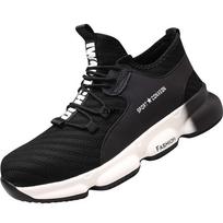 Men Safety Shoes Steel Toe Sneakers Anti Smash Industrial Work Shoes Lightweight Puncture Proof Work Safety Boots 48 black