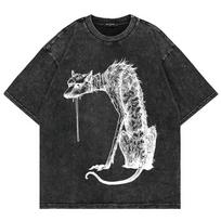 100 Cotton Vintage Washed Sofia Isella Im Camera Dogs Dinner T Shirt Menwomen Bunny The Glow Oversize Acid Wash Tees Shirts S gray