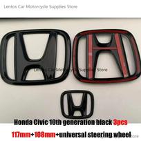 Car Modification d62 Suitable for Honda 10th Accord/Civic Black Red Front Logo Covered Rear Logo Steering Wheel Modification Decor black