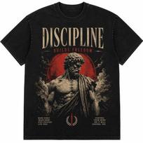 Discipline Builds Freedom Stoic Statue Vintage Washed Gym Motivational Graphic T 4XL gray