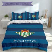 3pcs Custom Name Real Betis Balompié Bedding Set,Includes 1 Duvet Cover and 2 Pillowcases,All-season Bedroom Decor 135cmx200cm
