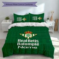 3pcs Custom Name Real Betis Balompié Bedding Set,Includes 1 Duvet Cover and 2 Pillowcases,All-season Bedroom Decor 180cmx210cm