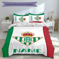 3pcs Custom Name Real Betis Balompié Bedding Set,Includes 1 Duvet Cover and 2 Pillowcases,All-season Bedroom Decor 140cmx200cm