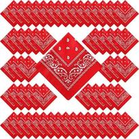 12-100Pcs Bandanas Cowboy Unisex Paisley Bandanas Bulk Large Head Bandana Cowboy Head Wrap Oversized Bandana Cowgirl Party Favor 12 PCS raudona