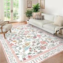 Short Pile Persian Style Area Rug Living Room Bedroom Water Washable Non-Slip Modern Geometric Floor Mat 160x230cm Short Pile, Faux Wool, Washable